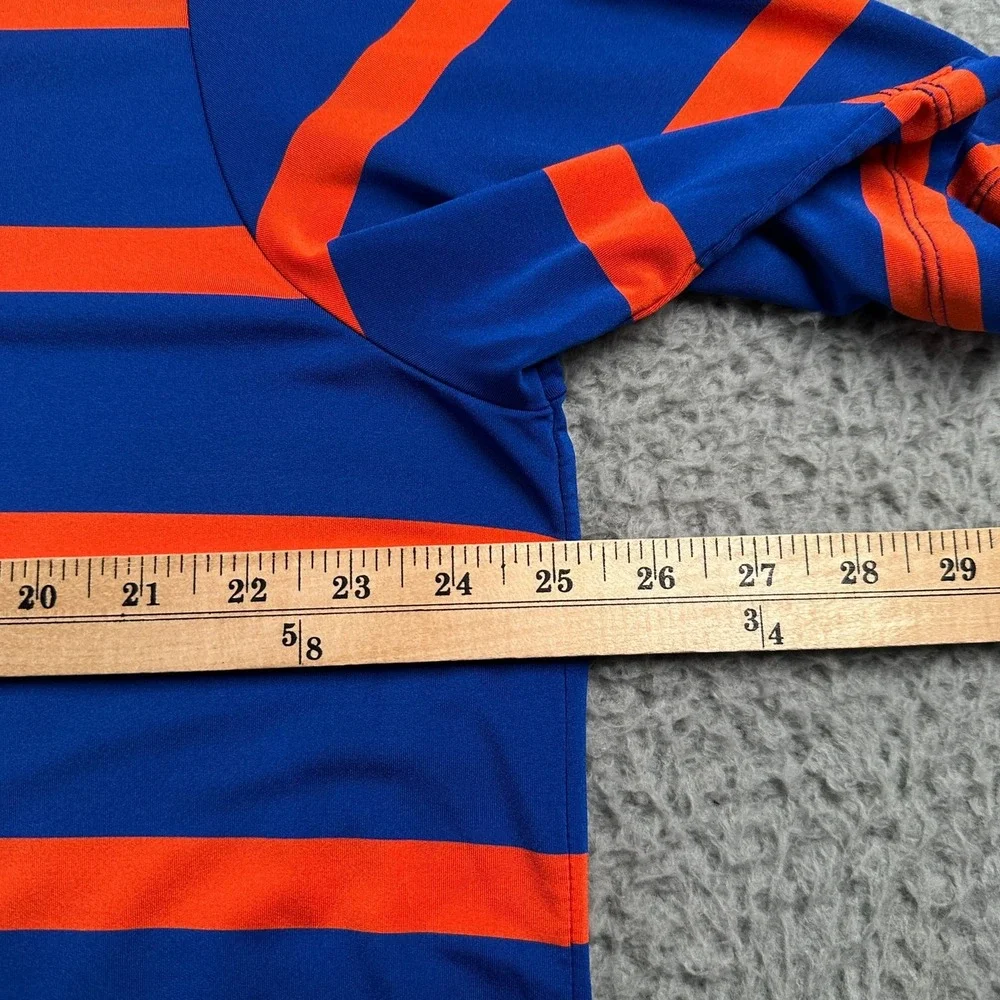 Ralph Lauren RLX Polo Mens XL‎ Blue Orange Striped Indian Wells Golf Shirt Tech